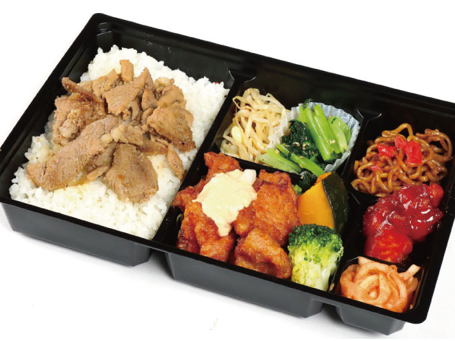 Eの豚カルビ×チキン南蛮弁当